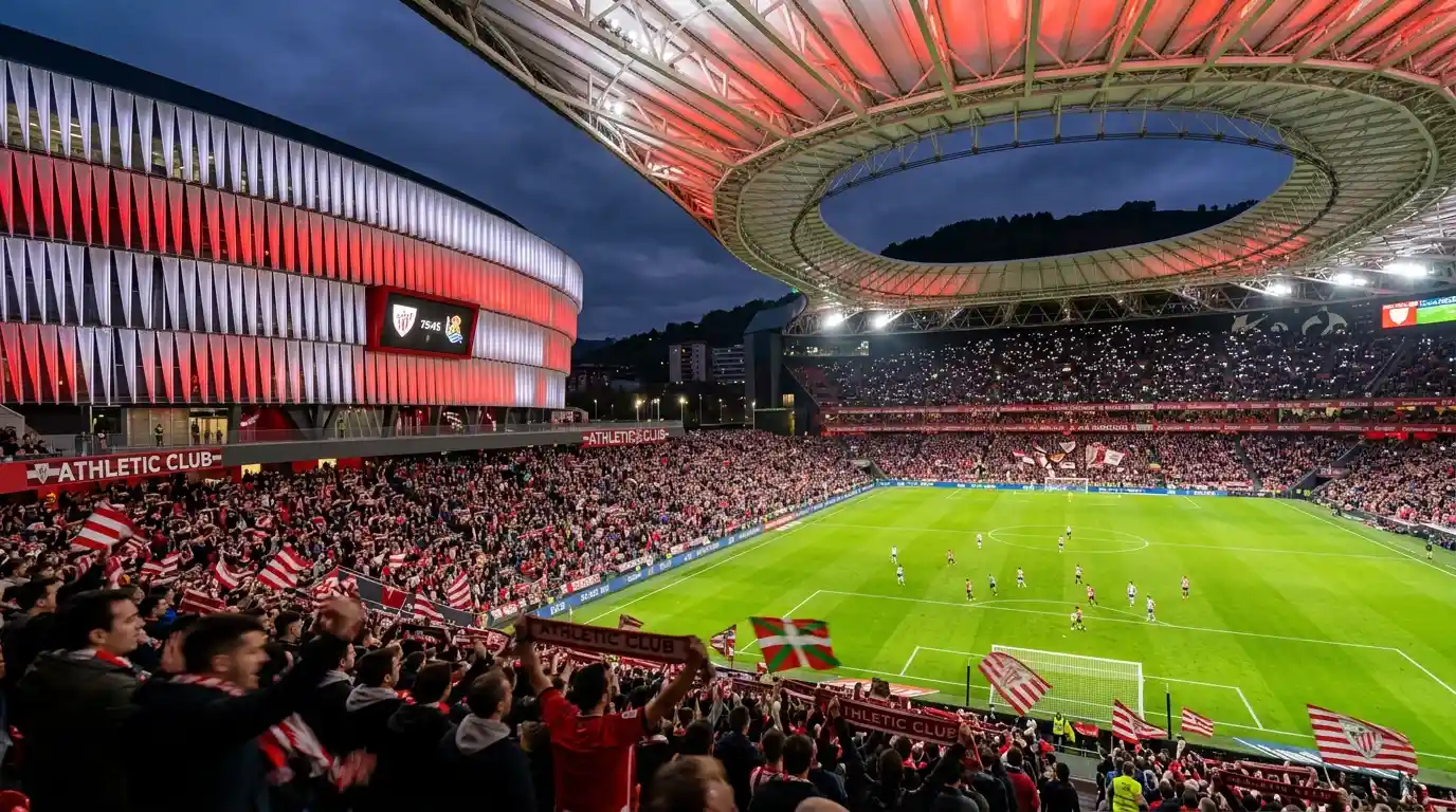 Estadio San Mamés del Athletic Club de Bilbao durante partido de LaLiga