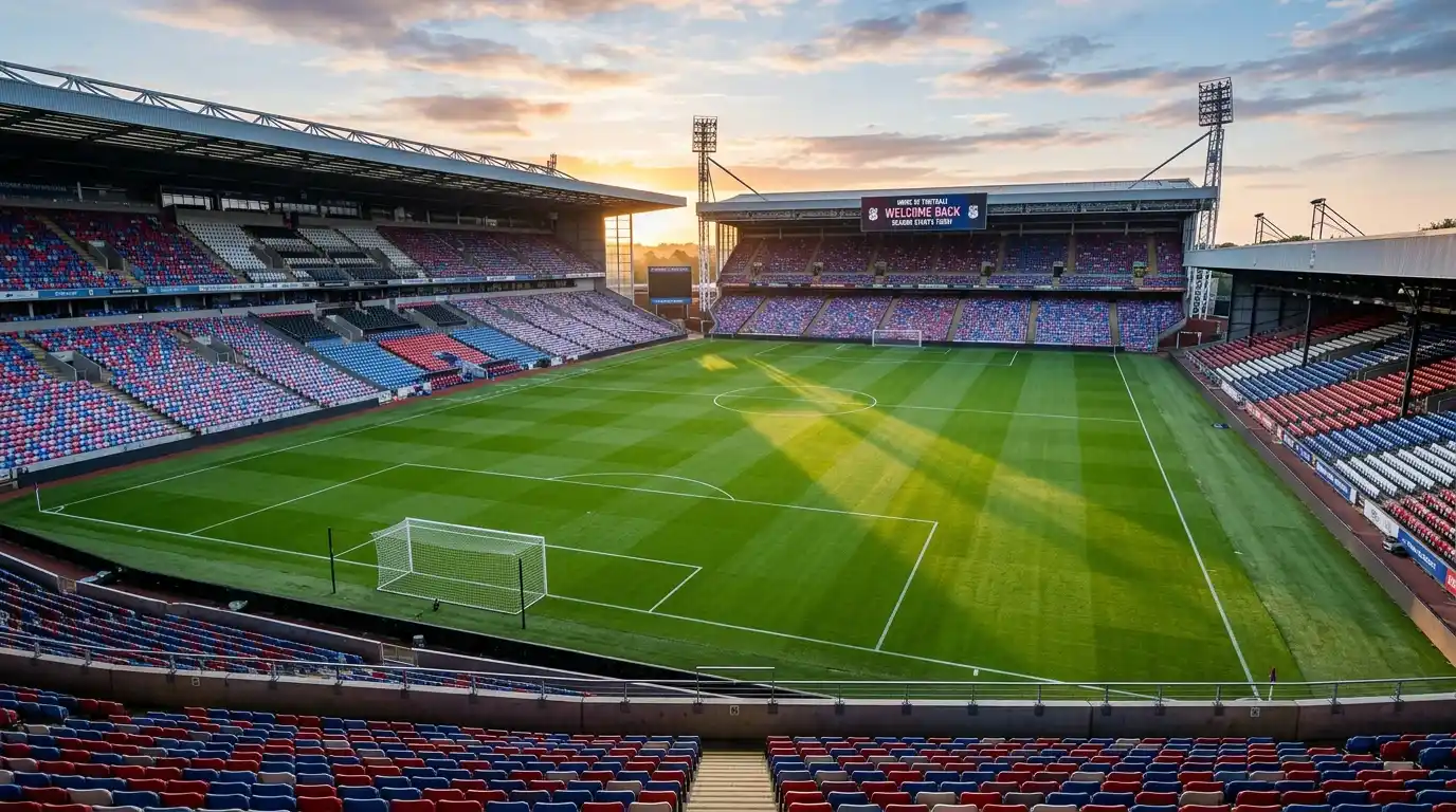 Estadio de fútbol con césped preparado para inicio de temporada de LaLiga